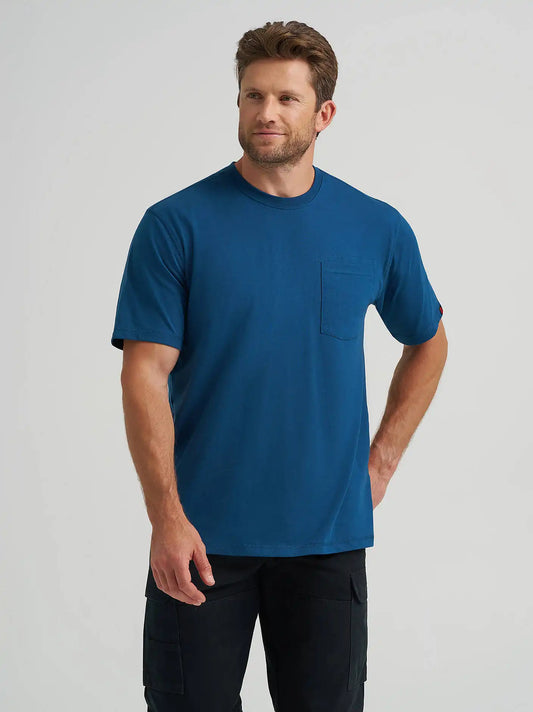 Wrangler® RIGGS Workwear® Short Sleeve 1 Pocket Performance T-Shirt in Oxford Blue