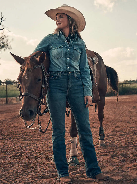 Women's High Rise Rodeo Bootcut Wrangler Riding Jean in Lillian