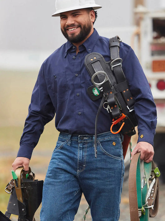 Wrangler® RIGGS Workwear® FR Flame Resistant Twill Solid Work Shirt in Navy