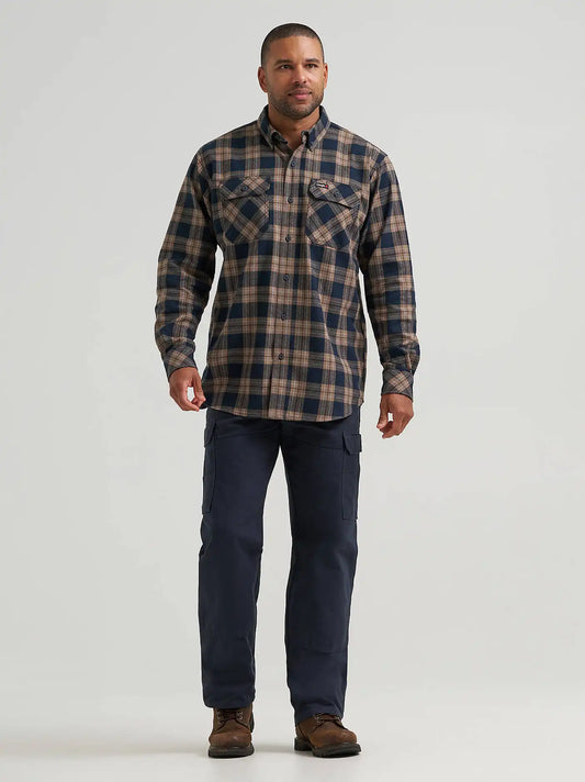 Wrangler® RIGGS Workwear® Flannel Foreman Plaid Work Shirt in Blueprint
