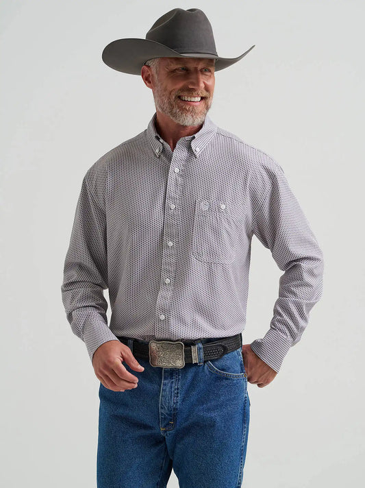 Wrangler® George Strait™ Performance Button Down Shirt in Lagoon Starburst