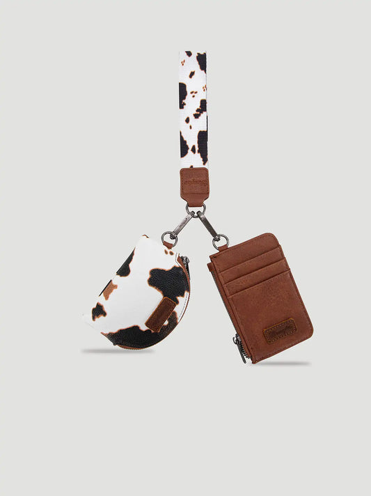 Cow Print Card and Wallet Set:Brown:One Size