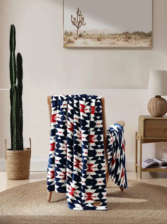 Wrangler Homestead Printed Throw:Blue/Red:One Size