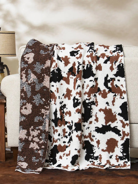 Wrangler Stretchy Throw Blanket:Brown/White:One Size