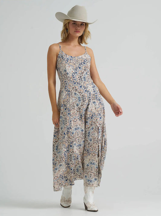 Women's Western Tank Maxi Dress in Cream Retro