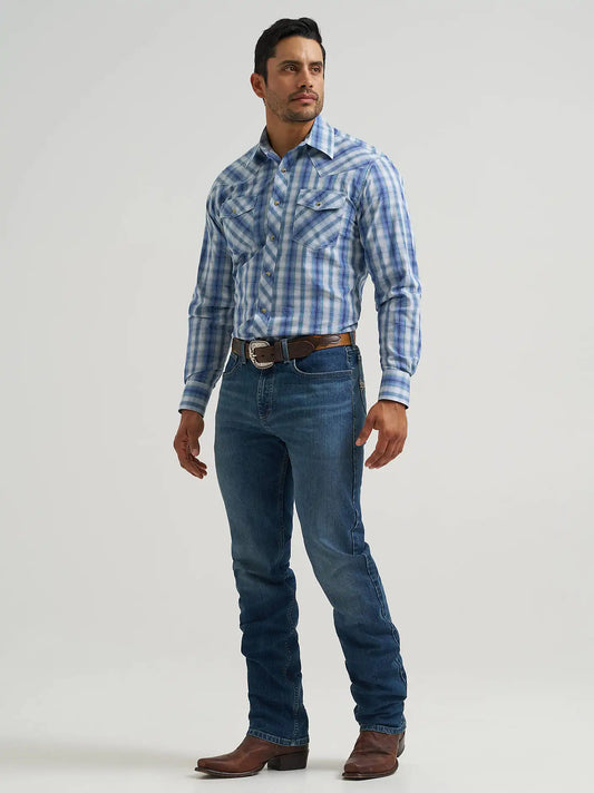 Men's 20X® Competition Advanced Comfort Long Sleeve Two Pocket Western Snap Shirt in Pigment Plaid