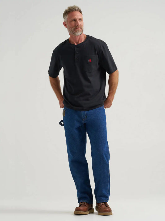 Wrangler RIGGS Workwear® Short Sleeve Relaxed Henley in Black