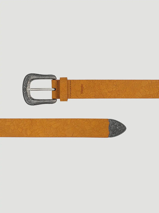 Women's Floral Buckle Loop Belt in Cognac