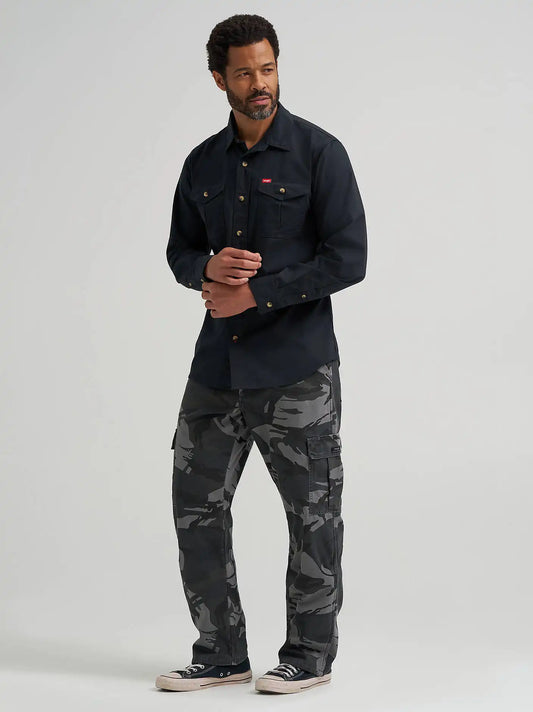 Men's Relaxed Fit Stretch Shirt in Black