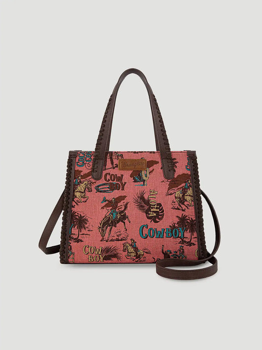Aloha Cowboy Print Small Tote:Hot Pink:One Size: