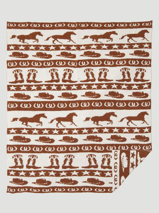 Wrangler Stretchy Throw Blanket:Brown:One Size