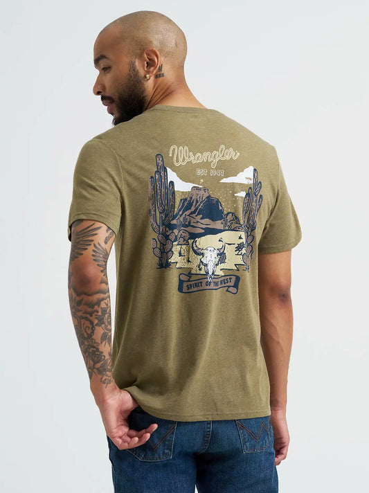 Mens Back Graphic T-Shirt:Burnt Olive Desert:M