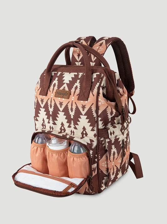 Southwestern Print Backpack:Brown:One Size