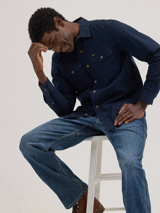 Men's Wrangler® Epic Soft™ Stretch Twill Shirt in Dark Sapphire