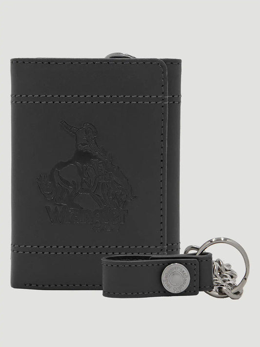 Mens Embossed Rodeo Chain Wallet:Black:One Size
