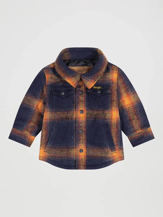 Little Boy's Wrangler Quilt Lined Flannel Shirt Jacket in Night Sky