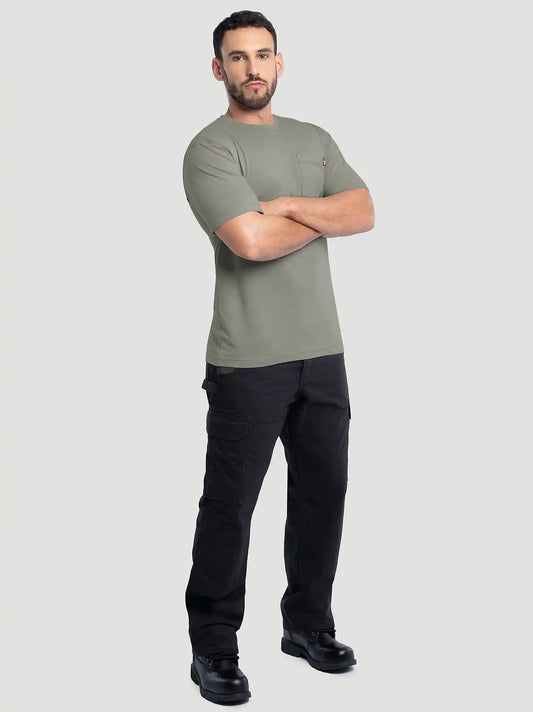 Men's Workwear Heather Pocket T-Shirt in Moss