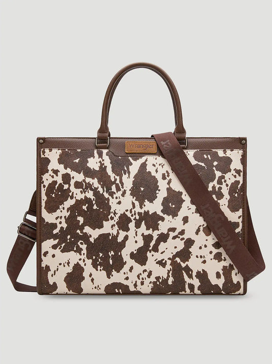 Cowhide Print Laptop Tote:Cow Coffee:One Size: