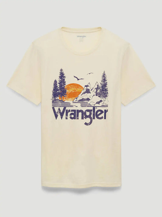 Mountain Sunset Graphic T-Shirt in Antique White