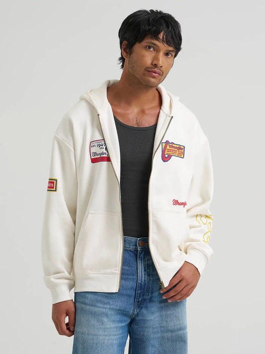 Men’s Vintage Fit Full-Zip Hoodie in Almond Milk