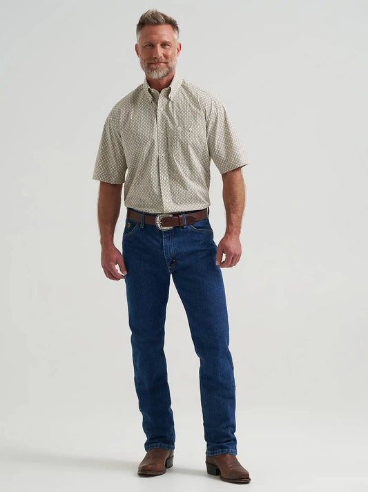 Wrangler® George Strait™ Short Sleeve One Pocket Button Down Shirt in Tea Green