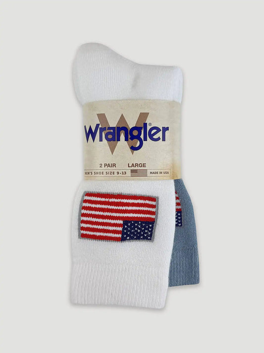 Mens Flag Micro Crew Socks 2 Pack:White/Blue:L