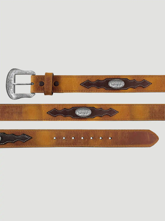 Men's Concho Distressed Leather Belt in Tan