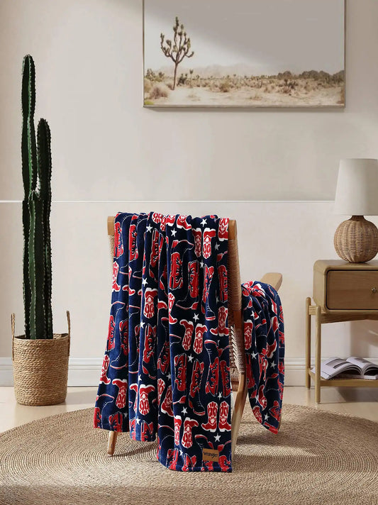 Wrangler Homestead Printed Throw:Blue/Red:One Size