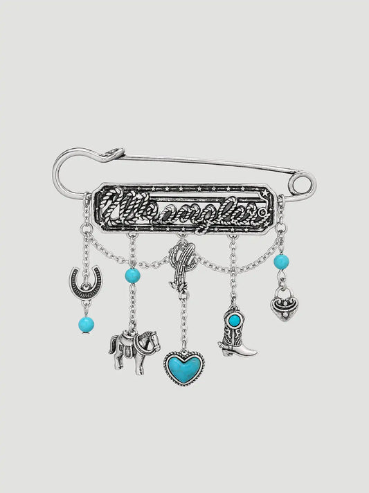 Western Logo Charm Pin:Silver:One Size