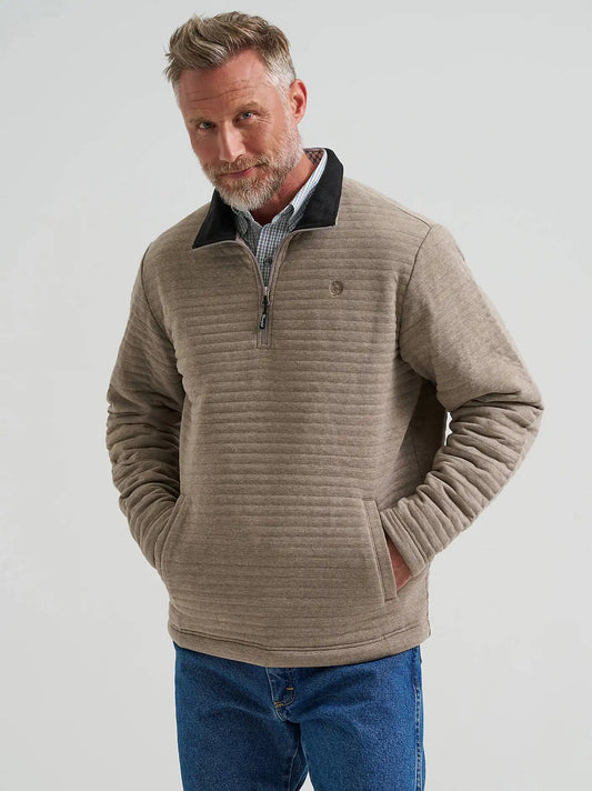 Men's George Strait Quarter-Zip Quilted Pullover in Toast
