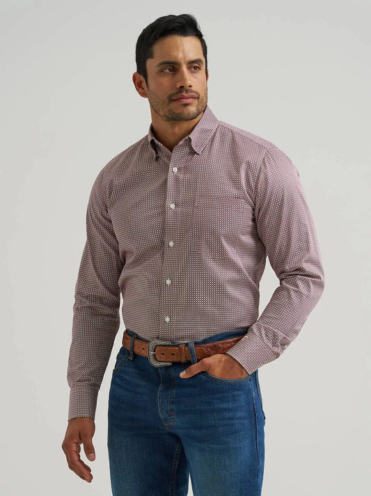 Men's Cody Johnson One Pocket Button Down Shirt in Wine Clover