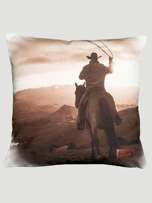 Wrangler Roping Cowboy Decorative Throw Pillow:Brown:One Size