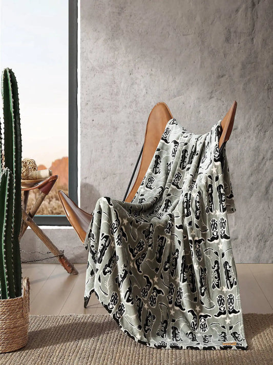 Wrangler Western Plush Printed Throw:Green:One Size