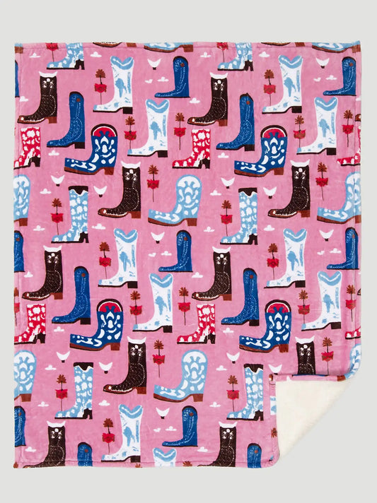 Wrangler Lounge Plush Sherpa Blanket:Pink:One Size