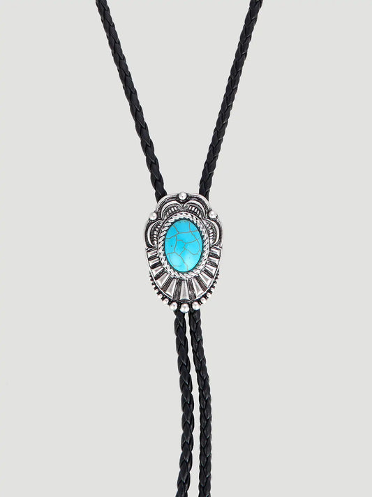 Cowboy Stone Bolo Tie Necklace:Turquoise:One Size: