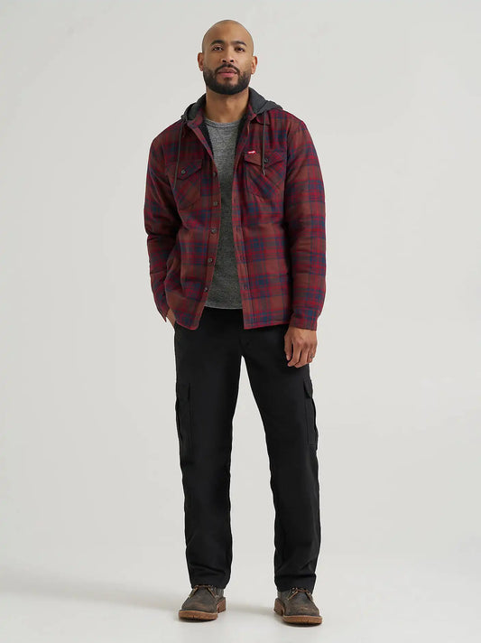 Men's Hooded Heavyweight Shirt Jacket in Brown Stone