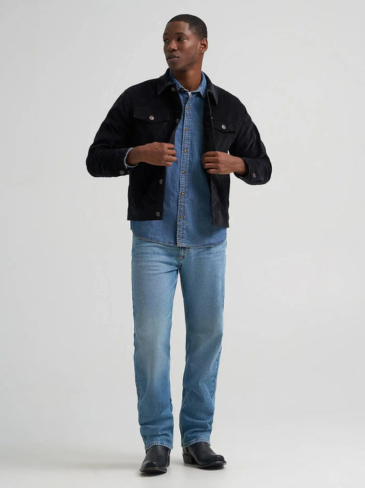 Men's Unlined Corduroy Jacket in Jet Black