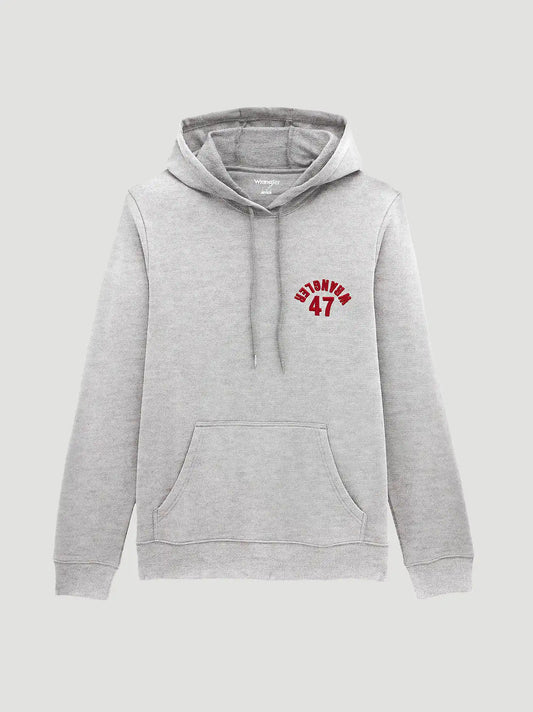 Upside Down Wrangler Graphic Hoodie in Grey Mele