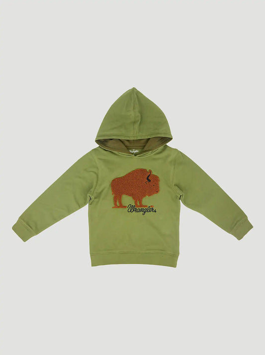 Wrangler Boy's Graphic Hoodie in Bison Green
