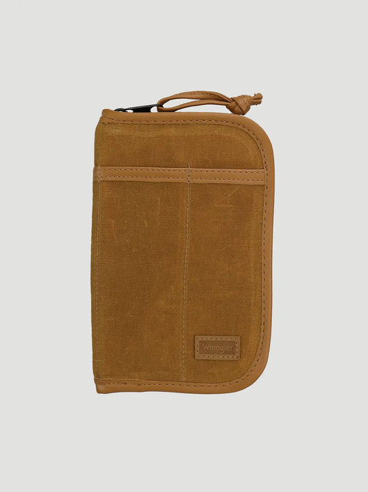 Mens Canvas Zip Wallet and Journal:Brown:One Size