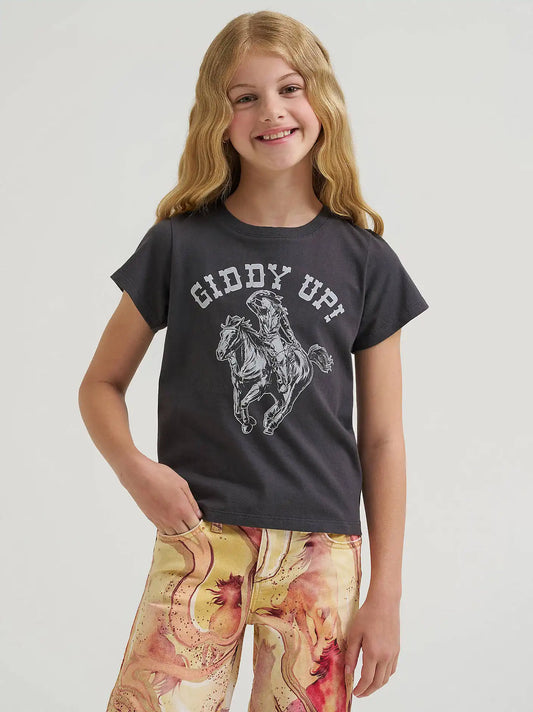 Girl's Lainey Wilson x Wrangler Giddy Up Tee in Black