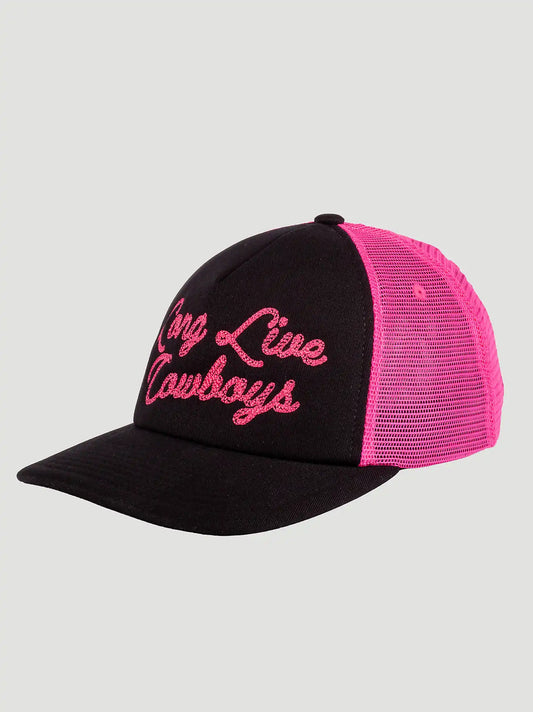 Womens Long Live Cowboys Baseball Cap:Black/Pink:One Size