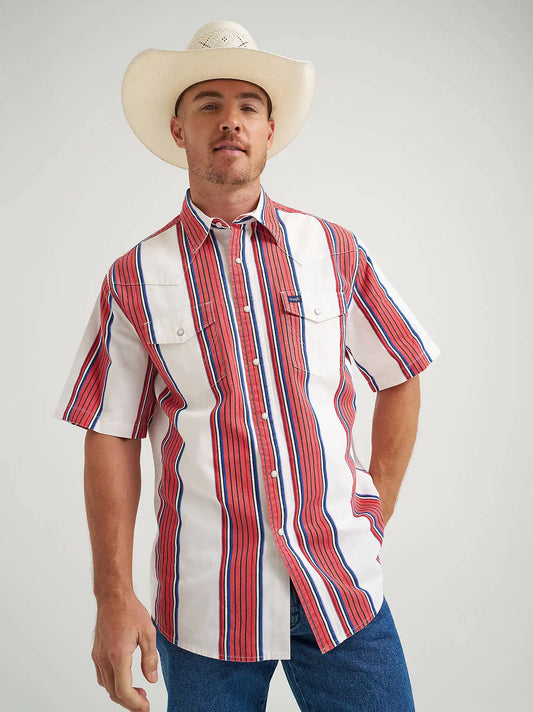 ss Brushpopper Western Snap Workshirt:Cherry Stripe:S