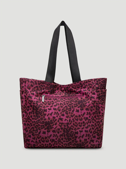 Leopard Print Canvas Tote:Purple:One Size
