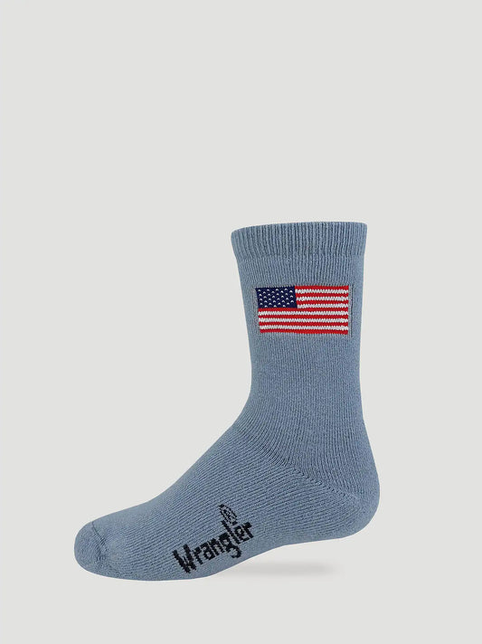 Boys Flag Micro Crew Socks 2 Pack:White/Blue:One Size