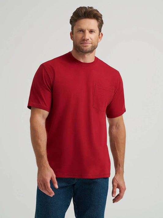 Wrangler® RIGGS Workwear® Short Sleeve 1 Pocket Performance T-Shirt in Currant Red