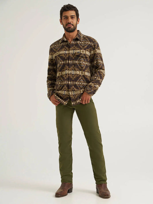 Wrangler All Terrain Gear Men's Techno Knit 5 Pocket Pant in Olive Night