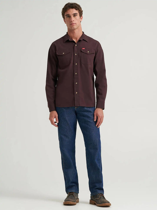 Men's Relaxed Fit Stretch Shirt in Chocolate Plum