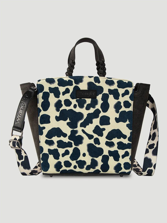 Colorblock Cow Print Cross Body:Black:One Size