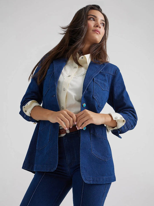 Wrangler® x Yellow Rose by Kendra Scott Fitted Blazer in Rinse Wash